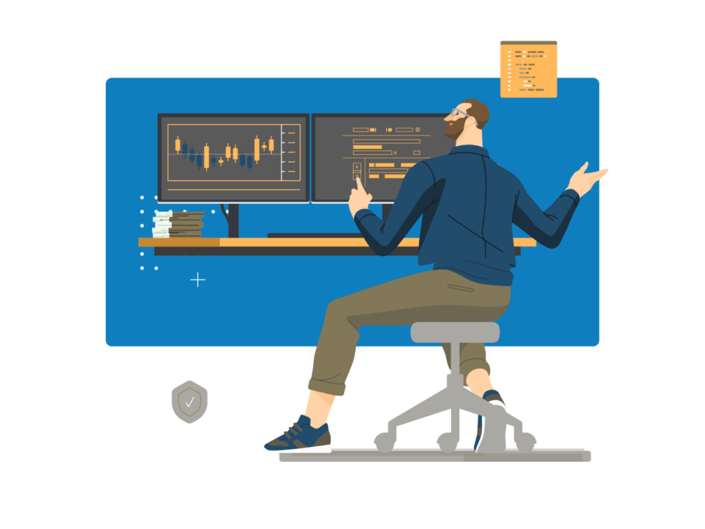 Vector Illustration of Banking and Finance Technology: Illustrating professionals working on financial technology solutions.